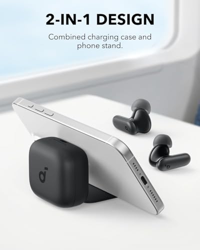 Soundcore P30i by Anker Noise Cancelling Earbuds, Hands-Free Viewing | Strong and Smart Noise Cancelling, Powerful Bass, 45H Playtime, 2-in-1 Case and Phone Stand, IP54, Bluetooth 5.4 - color: Black
