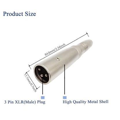 XLR to 1/4" Adapter 3PIN XLR Male to 6.35MM Female Connector Compatible with Microphone, Stereo, Mixer 2pcs - style: XLR Male to 6.35MM Female Adpapter