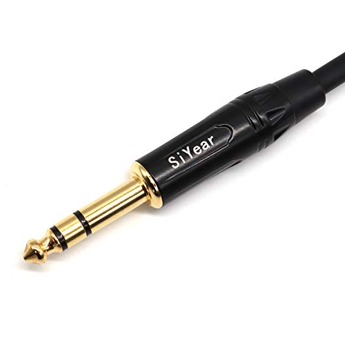 Dual RCA to 1/4" Cable，6.35mm (1/4 inch) Male Stereo to 2RCA Female Y Splitter Adapter Cable（5Feet - size: 5feet