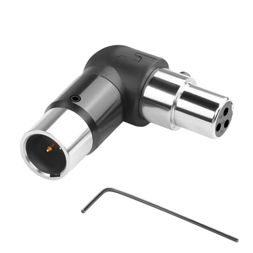 QIANRENON Adjustable 90° Angle Mini XLR Microphone Adapter Gold Plated 3Pin Mini XLR Male to Female Right Angle Connector Extender, for Lapel-Mounted Wireless Mic Camcorder