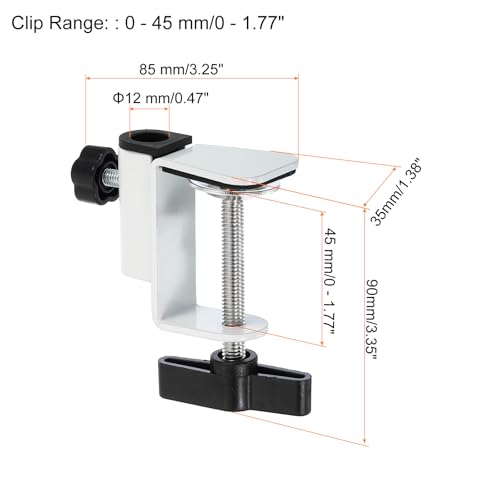 PATIKIL 0.47" Hole Dia. Desk Clamp, 4 Pcs Universal C-Clamp Base with Adjustable Screw for Microphone Mic Arm Table Lamp Mount Holder, White - color: White