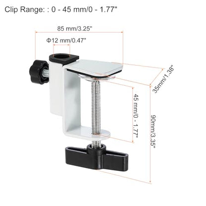 PATIKIL 0.47" Hole Dia. Desk Clamp, 4 Pcs Universal C-Clamp Base with Adjustable Screw for Microphone Mic Arm Table Lamp Mount Holder, White - color: White
