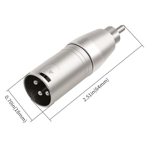 2Pack RCA Male to 3Pin XLR Male Audio Adapter,Zinc Alloy Shell Balance XLR to Unbalanced RCA Amplifier, Audio Player Connector, - color: RCA M To XLR M