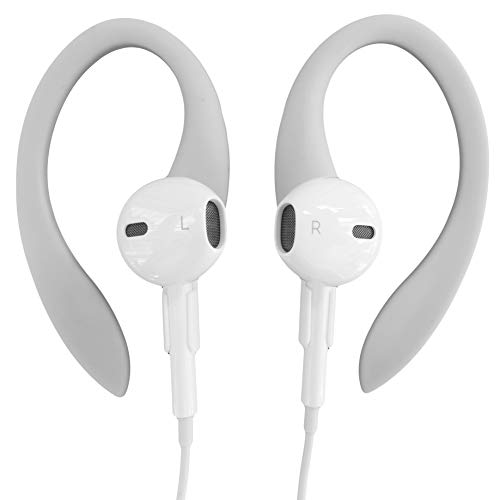 Ear Hooks Compatible with Apple EarPods | Adjustable Rubber Ear Loops Compatible to Keep Apple EarPods in Place During Activity | Made for Wired Earbuds | Cool Grey