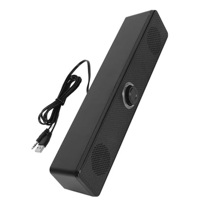 ANGGREK USB Computer Speakers, Prevent Magnetic Technology Volume Knob Wired Desktop Soundbar Simple for Laptop