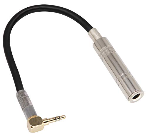 90 Degree 1/8 to 1/4 Stereo Adapter Cable, TRS 90 Degree 3.5mm Male to 6.35mm Female Stereo Audio Adapter for Amplifiers, Guitar,Home Theater Devices,Laptop etc.(9inch/24cm - size: 9 inch / 24 cm