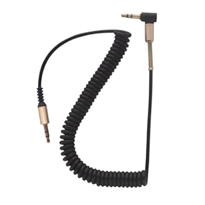 Spiral Durable Strong 3.5mm Jack to Jack Audio Headphone Optional Color Aux Coiled Auxiliary Cable(Black) - color: Black