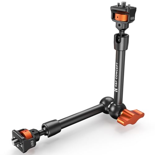 K&F CONCEPT 11" Magic Arm with ARRI 1/4" Screw 360° Ball Heads | Articulating Friction Camera Arm Mount for Monitor, LED Light, Webcam, Microphone, Camera Cage, MS33 - size: 11 Inch