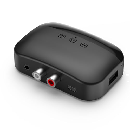 Bluetooth 5.0 Receiver for Home Stereo Adapter for HiFi Music Streaming, Wired Speakers, NFC Connection，with AUX 3.5mm/RCA, Long Range,Low Latency and HD Audio