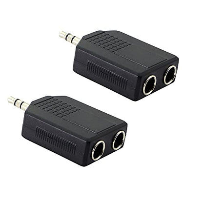 3.5mm (1/8 Inch) to 6.35mm (1/4 Inch) Stereo Audio Splitter，TRS 3.5mm Male to Two 6.35mm Female nterconnect Audio Connector Adapter(2-Pack)