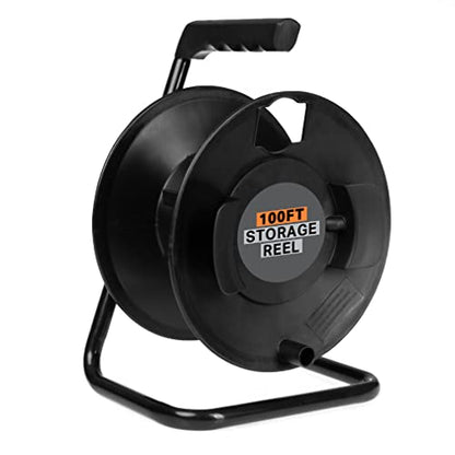 Extension Cord Storage Reel with Metal Stand, Black