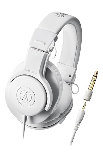 Audio-Technica ATH-M20x Professional Studio Monitor Headphones, White - color: White, style: Wired