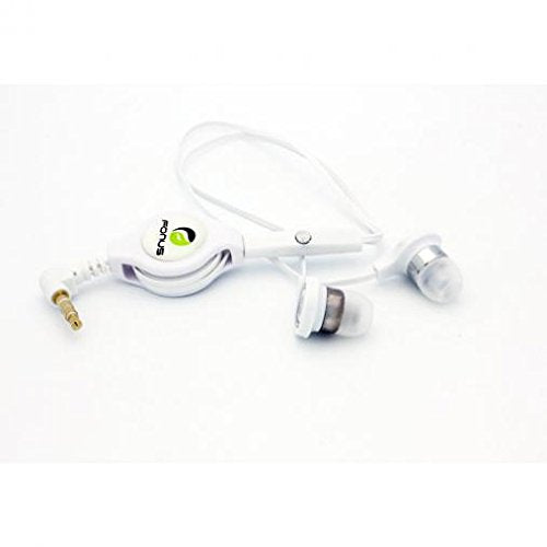 Retractable Headset Hands-Free Earphones w Mic Dual Earbuds Headphones in-Ear Wired [3.5mm] [White] for iPod Nano 5th, 7th Gen - iPod Touch 1st, 2nd, 3rd, 4th, 5th Generations - Google Pixel, XL