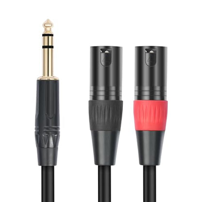 1/4 TRS to Dual XLR Male Y-Splitter Stereo Breakout Cable 1/4 inch(6.35mm) to 2 XLR Patch Cable 10FT - size: 10FT