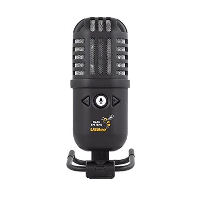 Nady USBee USB Microphone, Computer Condenser Gaming Mic for PC/Laptop, Headphone Output, Volume Control, Plug and Play, LED Mute Button, for Streaming, Podcast, Studio Recording, All Metal