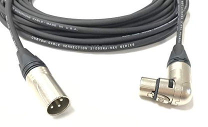 Custom Cable Connection 100 Foot Pro-Audio XLR Balanced Microphone Cable with Neutrik NC3FRX Right Angle Female and Neutrix NC3MXX Male XLR Connectors - size: 100 Foot