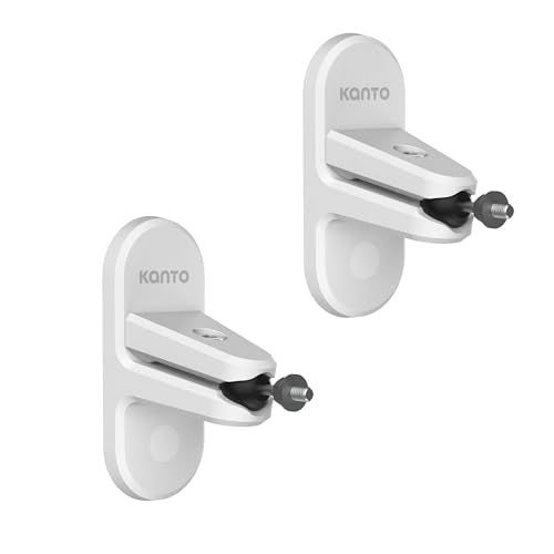 Kanto SPW3W Universal Satellite Speaker Wall Mount Bracket | ¼-20 Thread Attachment | Tilt, Swivel & Rotation | Holds 12 lbs (5.4 kg) | Wire & Cable Management | No Visible Hardware | Pair | White - color: White