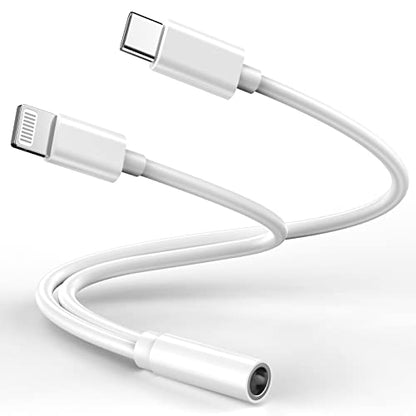 Lightning to 3.5 mm Headphone Jack Adapter,[MFi Certified] iPhone Headphones Aux Audio Dongle+USB Type C to 3.5 mm Jack Female Adapter for iPhone 17 16 15 14 13 Pro Max 12 11 XS XR 8 7 S23 S22 | Aux Audio Dongle+USB Type C to 3.5 mm Jack Female Adapter fo