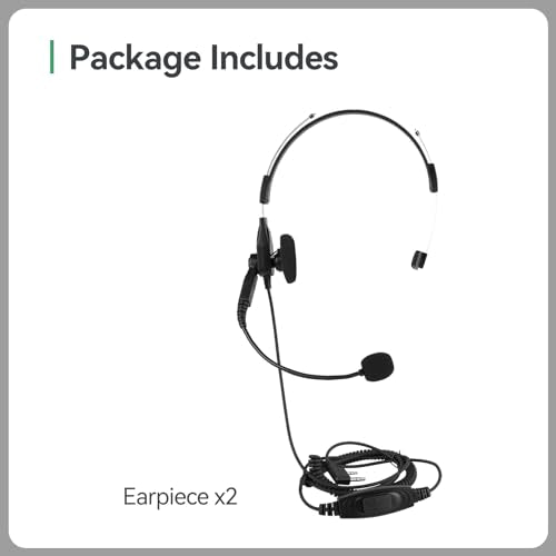Retevis EHK013 Two Way Radio Headset, for Retevis RT22/RT21/RT68/H777/RT68H | Kevlar Cable, Coiled Cord, Compatible with Pxton, Baofeng, Kenwood Walkie Talkie, Overhead Walkie Talkie Headset, 2 Pack