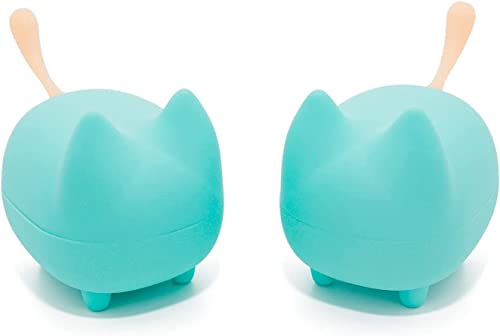 gingo Cute Cat Bluetooth Speaker Mini Wireless Stereo TWS Pairing PC Travel | Cat-shaped silicone tail, 40H playtime, TWS pairing, hands-free mic, BT5.3, 70g light, perfect home/office/outdoor/gift - color: Green*2