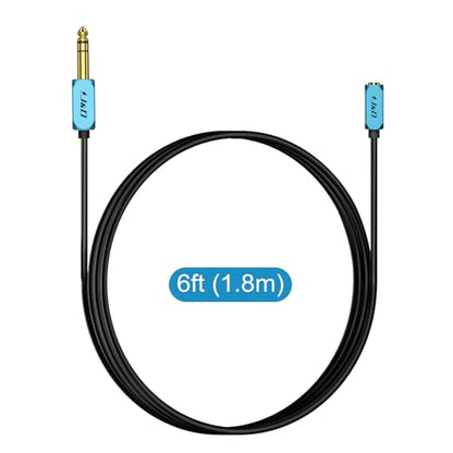 J&D 1/4 inch to 3.5 mm Headphone Adapter, 3.5 mm 1/8 inch TRS Female to 6.35 mm TRS Male Stereo Audio Extension Cable with Heavy Duty Aluminum Alloy Shell, 6 Feet - size: 6 Feet