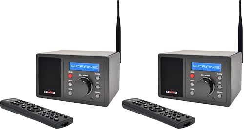C. Crane CC WiFi 3 Internet Radio with Skytune, Bluetooth Receiver, Clock and Alarm with Remote Control, Access to Thousands of Radio Stations Worldwide (Pack of 2) - size: Small bedside (Pack of 2)
