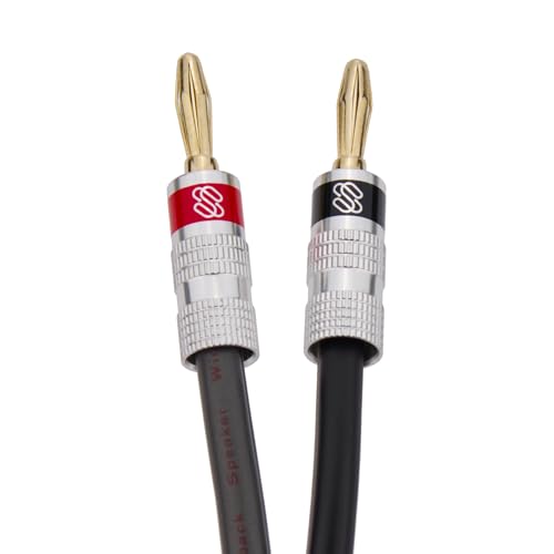 Sewell Silverback 10 AWG Speaker Wire with Premium Banana Plugs, 23 feet | Silverback Banana Plugs, CL3 Rated, Oxygen Free Copper, High Strand Count, Terminated - size: 23 Feet