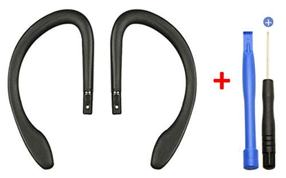 For PowerBeats 3 Ear Hook Loop Clip Silicone Replacement Repair Part Left and Right Fit Dre Power Beats 3 Wireless Headset Headphone + Tool (Black)