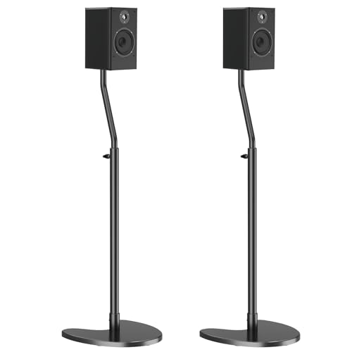 Mounting Dream Height Adjustable Speaker Stands, One Pair Floor Stands | Heavy Duty Base Extendable Tube, 11 LBS Capacity Per Stand, MAX 39" Height Adjustment MD5401 (Speakers Not Included) - size: 4.7" W x 7.9" H Speaker