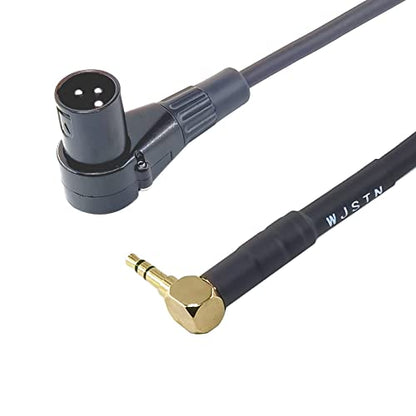 WJSTN Right Angle 3.5mm (1/8 Inch) TRS to XLR Male Stereo Audio Cable, 6in Balanced Audio Cord for Mic, Camera, Mixer