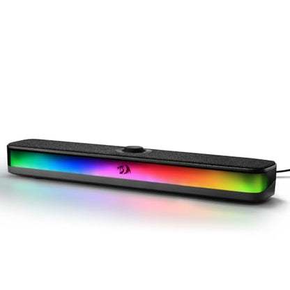 Redragon GS515 RGB Desktop Soundbar, 2.0 Stereo Enhanced Sound, BT 5.3 | 6 Dynamic Lighting Effects, Wireless & Wired Connectivity, Compact Design,Plug & Play USB Powered PC Gaming Speaker - color: Black