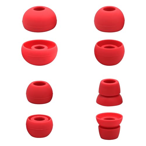 hopopwer Replacement Silicone Earbuds Tips for Powerbeats 3 Powerbeats 2, 4 Pairs Earbuds Silicone Ear Tips Set - Small, Medium, Large and Double Flange (Red) - color: Red without Pen