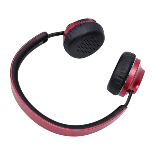 Wireless Headphones Over Ear, with Brushed Metal Design (Red) | Over The Ear Headset with Foldable, Stereo Breathing Light, 16H Playtime for Travel Home Office Cellphone PC - color: Red