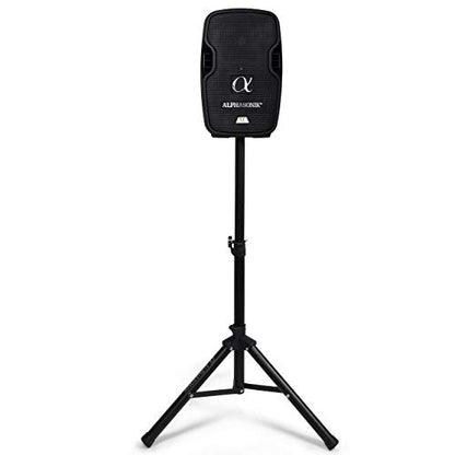 10" Portable Rechargeable Battery Powered 1000W Pro DJ Amplified Loud Speaker with 2 Wireless Microphones Echo Bluetooth USB SD Card Aux MP3 FM Radio PA System LED Ring Karaoke Tripod Stand - style: 10” with Rechargeable Battery