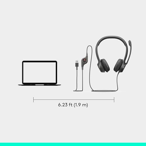 Logitech H390 Wired Headset PC/Laptop Stereo Headphones, USB-A, Black | For PC/Laptop, stereo headphones, microphone, in-line controls, works with Chromebook - color: Black, style: USB-A