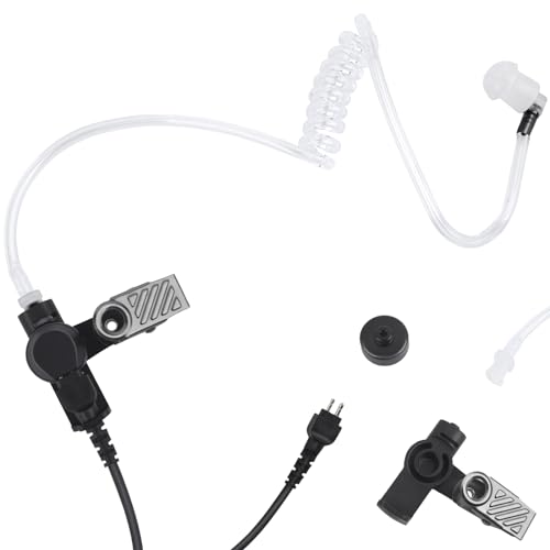 2 Wire Acoustic Tube Ear Piece Ptt Mic Earpiece Two Way Radio Headset for Motorola Talkabout Walkie Talkie T260tp(Black,Wired)