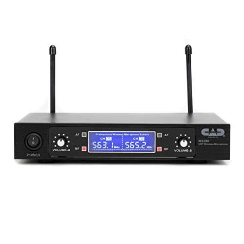 CAD Audio WX200 UHF Dual Handheld Microphone System | 2 Channels. 164 Feet Range, Metal Receiver, XLR and 14? Outputs, 10 Hr Battery - style: WX200