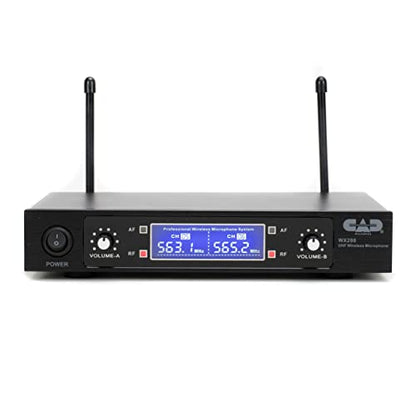 CAD Audio WX200 UHF Dual Handheld Microphone System | 2 Channels. 164 Feet Range, Metal Receiver, XLR and 14? Outputs, 10 Hr Battery - style: WX200