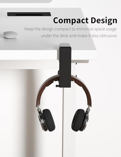Headphone Hook Under Desk Holder 360-Degree Adjustable Rotation, Black - color: Black