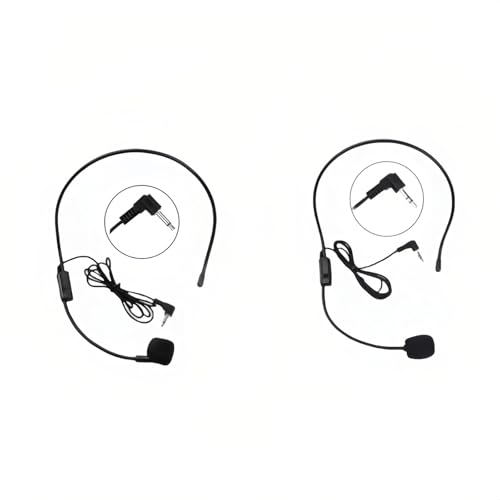 2-Pack Headset Microphone for Voice Amplifier, Teachers, Presenters - Lightweight, Adjustable Boom Mic, 3.5mm/2-Pin Compatible, Comfortable Over-Ear Design, Clear Audio for Teachers, Coaching