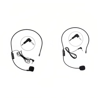 2-Pack Headset Microphone for Voice Amplifier, Teachers, Presenters - Lightweight, Adjustable Boom Mic, 3.5mm/2-Pin Compatible, Comfortable Over-Ear Design, Clear Audio for Teachers, Coaching