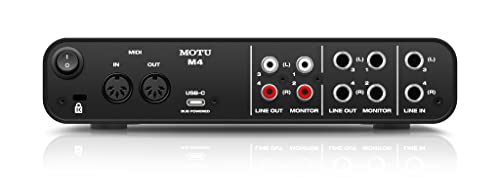 Motu M4 4x4 USB-C Audio Interface | Recording, mixing and podcasting with 4x4 USB-C connectivity, MIDI I/O and low latency monitoring