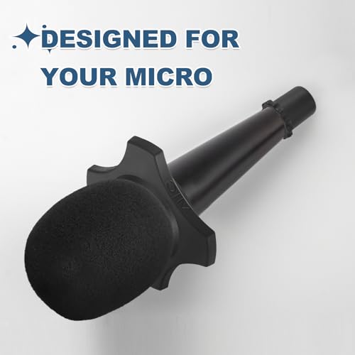 MECCANIXITY 8 Set Microphone Cover Foam Mic Cover, with 1.34" Mic Protection Silicone Ring and Anti Rolling Bottom Sleeve Holder for Karaoke DJ Concert Theater, Rose - color: Rose, size: 1.34"