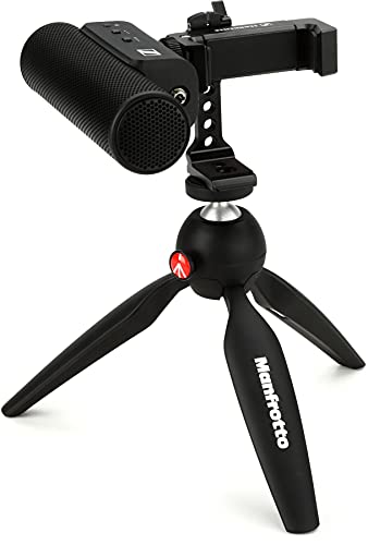 SENNHEISER Professional MKE 400 + Mobile Kit, Directional On-Camera Microphone with Smartphone Clamp & Manfrotto PIXI Mini Tripod, 509257, Auxiliary,Black | Supercardioid microphone with Manfrotto tripod and smartphone clamp for vlogging, filmmaking and c