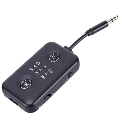 Pomya 2-in-1 Bluetooth 5.4 Transmitter Receiver | Rotatable Audio Jack Wireless Adapter Low Latency for TV PC Car, 300mAh