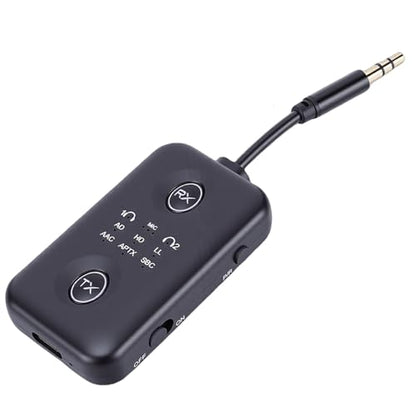 Pomya 2-in-1 Bluetooth 5.4 Transmitter Receiver | Rotatable Audio Jack Wireless Adapter Low Latency for TV PC Car, 300mAh