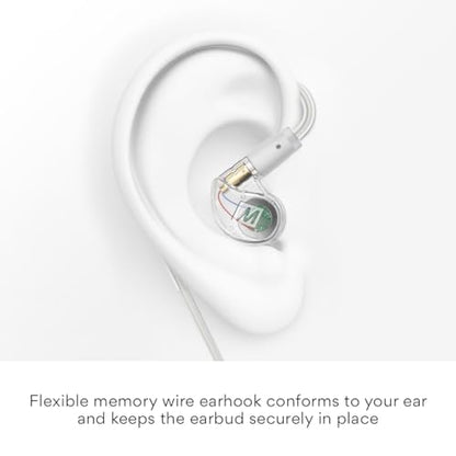 MEE audio M6 Single-Side Earbud, Right Side, 15" Cable, 3.5 mm Plug (Clear) | Extra-Short Cable, For 2-Way Radios, Speaker Mics & PTT Systems, One Wired Earphone, Moldable Earhook & Stereo-to-Mono - size: Right ear