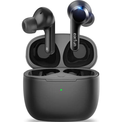 EarFun Air True Wireless Earbuds, Bluetooth Earbuds with 4 Mics Clear Call | IPX7 Waterproof, Game Mode, Deep Bass, Wireless Charging, USB-C Fast Charge, 35H Playtime, Black - color: Black