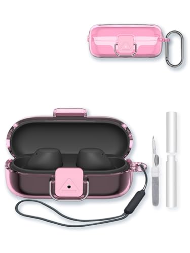 Case for Sony WF-C510 Noise Canceling Truly Wireless Earbud,BOVUGAC High Transparency Soft TPU Shockproof Cover with Keychain,Cleaning Kit and Lanyard-Clear Pink - color: Pink