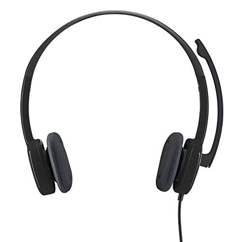 Logitech H151 Wired Headset Analog Stereo Headphones - Black | Analog headphones, rotating mic, 3.5 mm audio jack, in-line controls, compatible with PC, Mac, laptop, tablet, and smartphone
